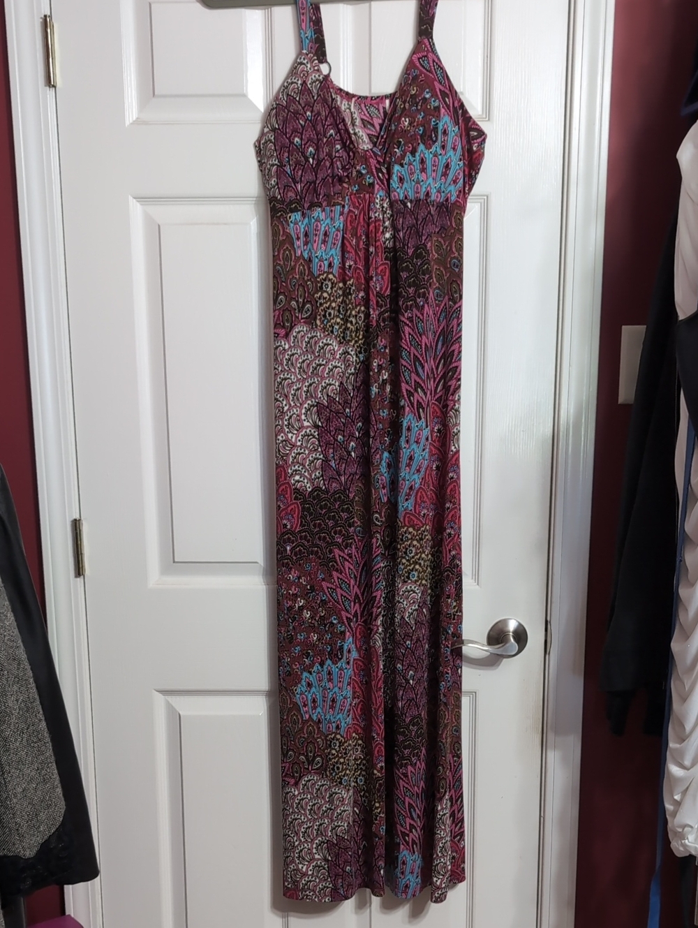 Women’s Multicolor Printed Maxi Dress - Pink & Blue